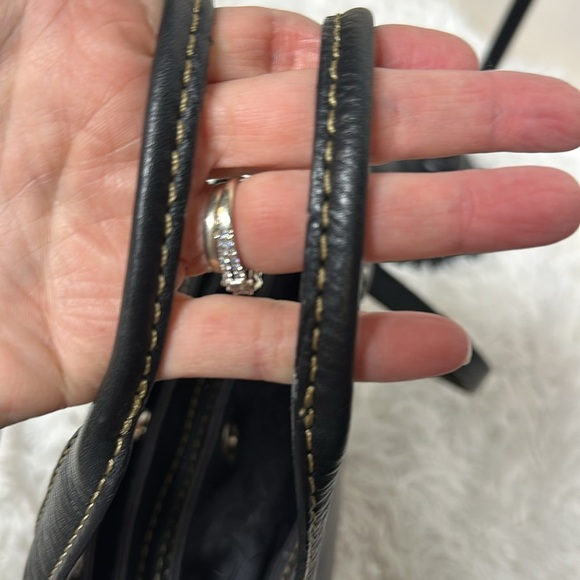 Fossil Black Pebble Leather Stitches Medium Shoulder Satchel HandBag Purse EUC. - Picture 6 of 12